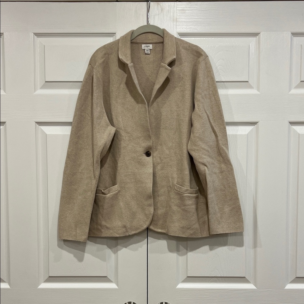 J. Crew Factory Schoolboy Sweater Blazer Heather Light Khaki Womens Size XXL